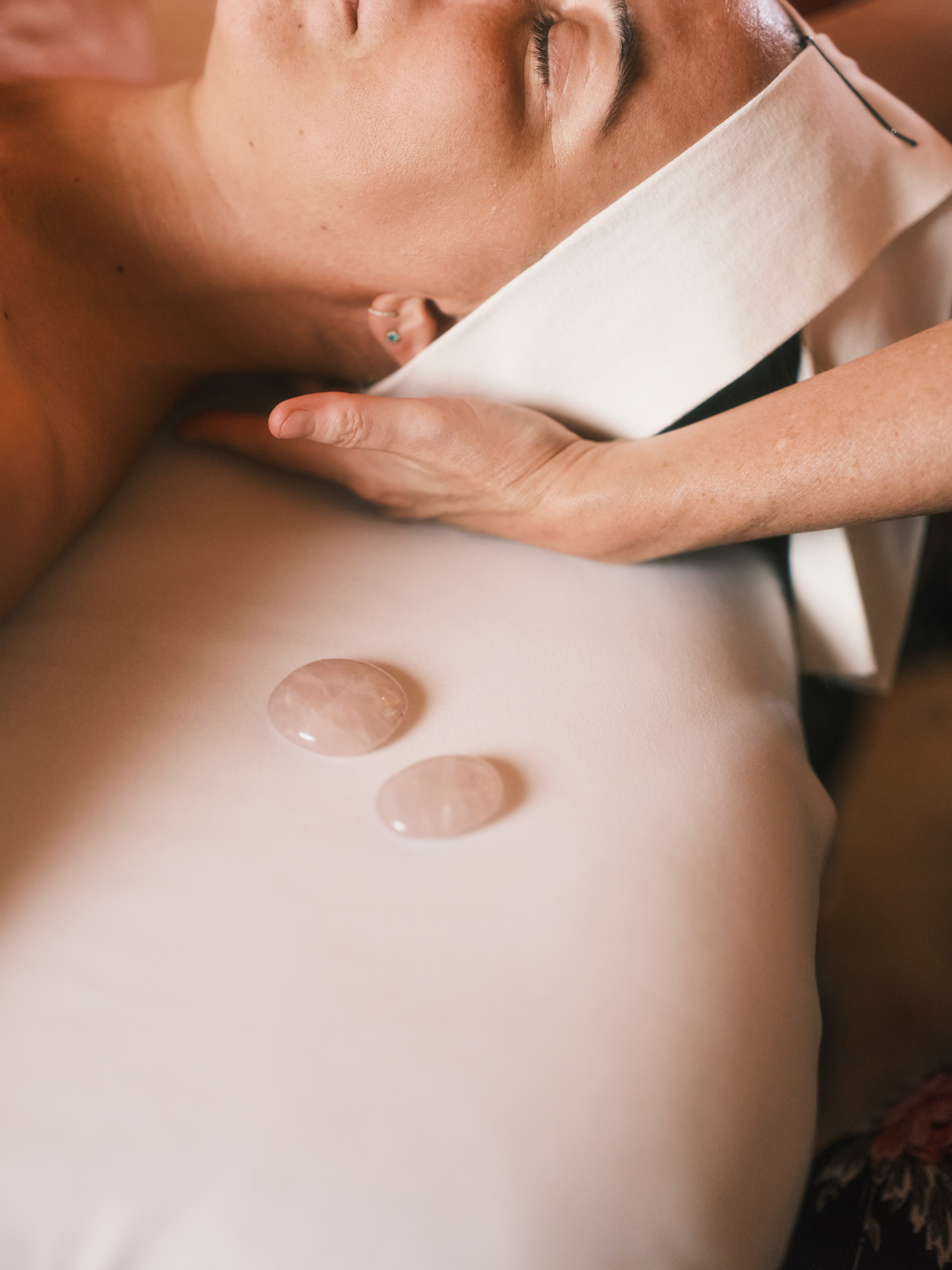 Person receiving a neck massage