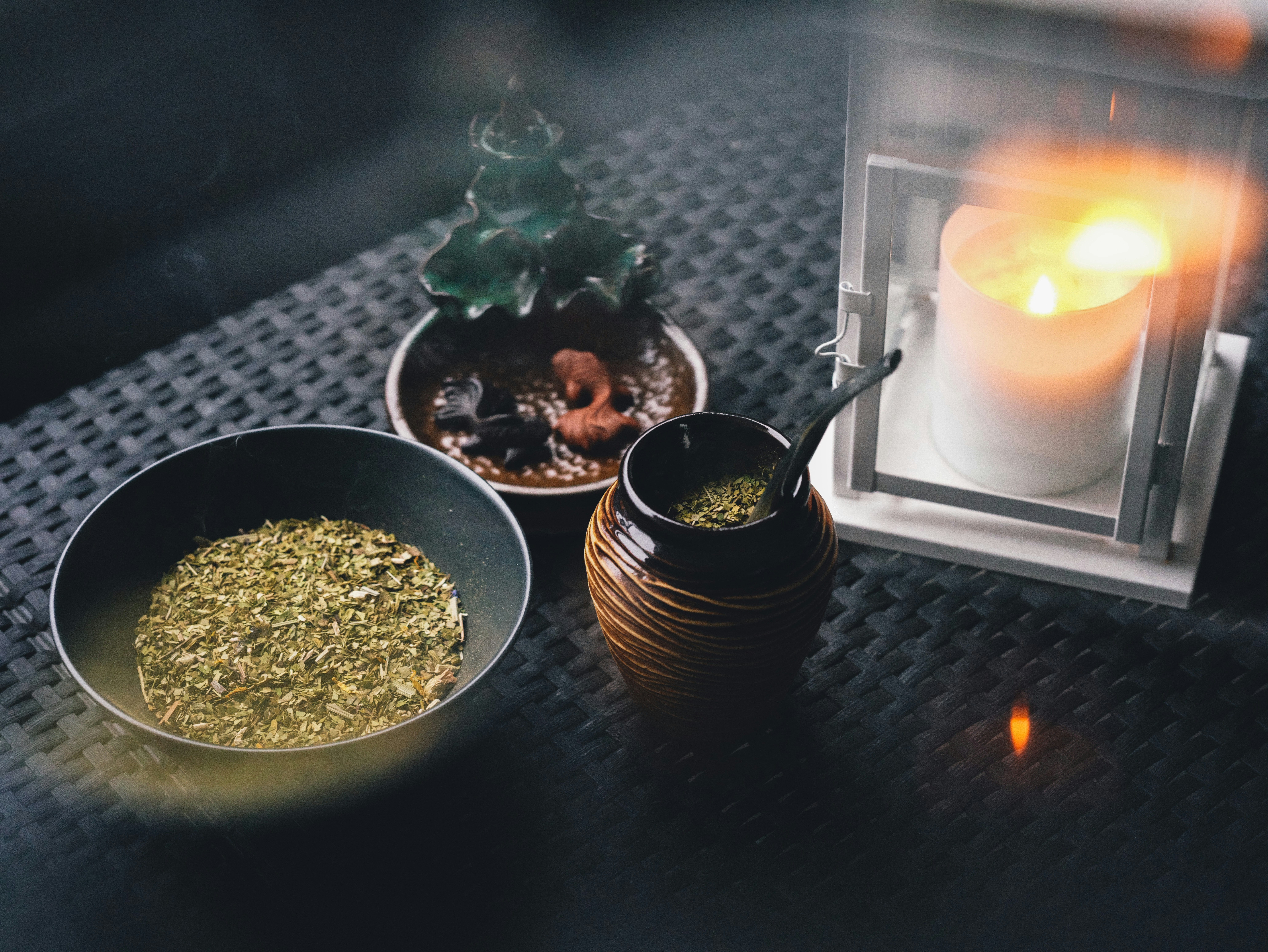 Herbs and candle